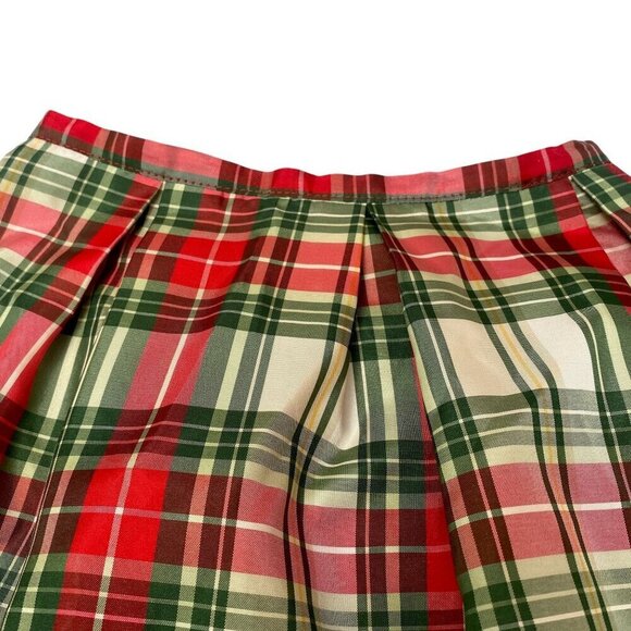 Hartstrings Christmas Skirt Girls Size 4 Red Green Holiday Plaid Full Taffeta - Picture 2 of 6